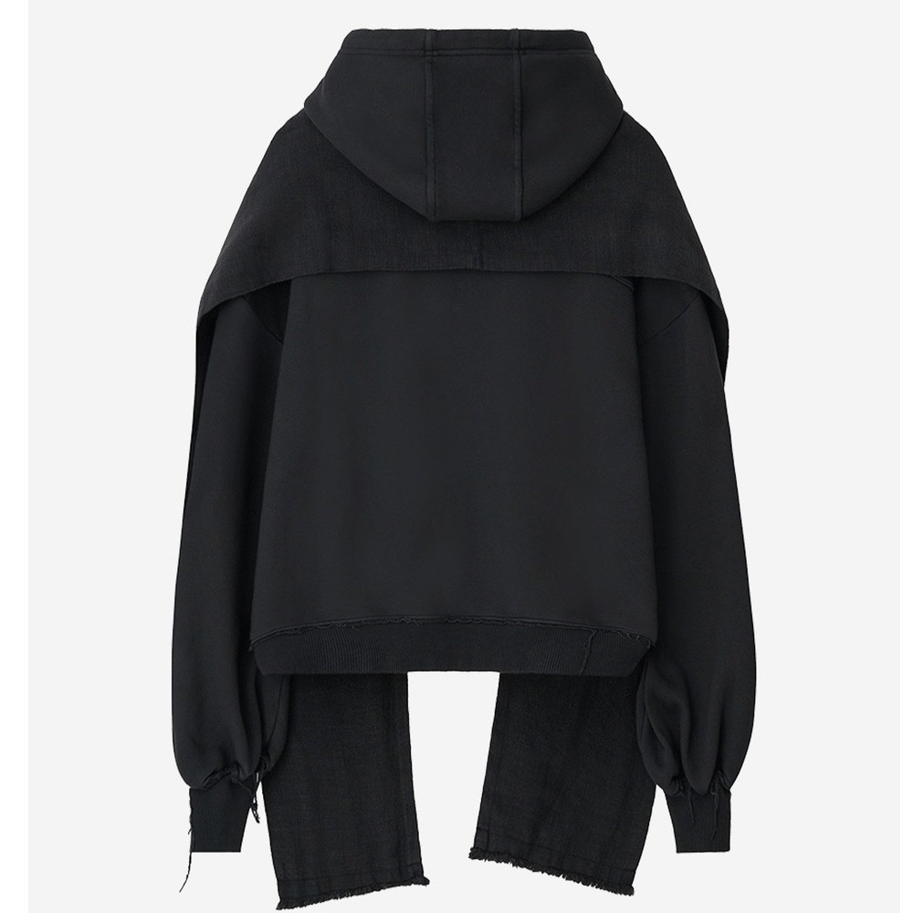 BLR Dyed Raw edge Hoodie with Linen Muffler Black L‎ New In Packaging